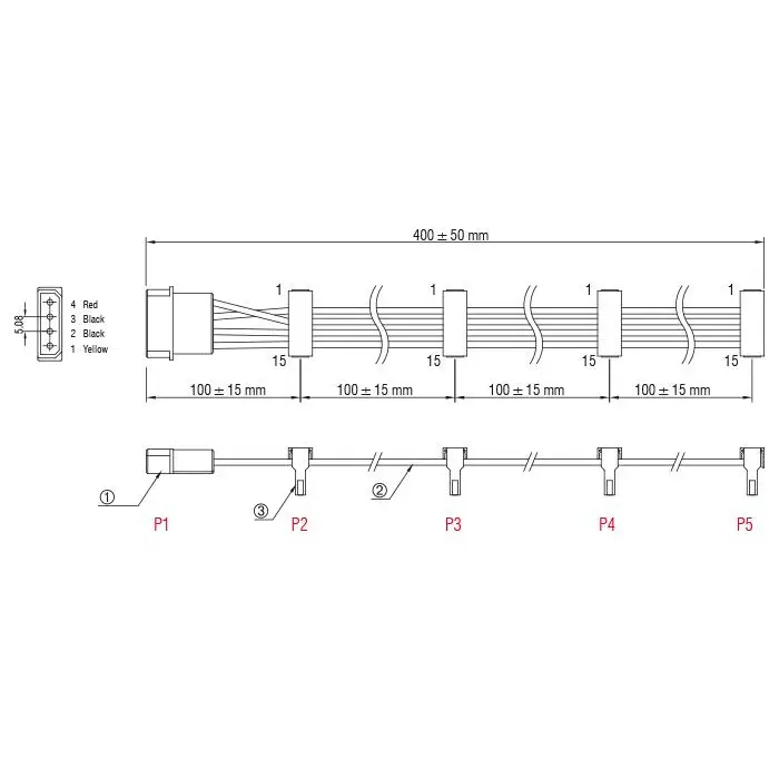 Кабел Power Molex 4 Pin > 4 x SATA 15 Pin 40cm
