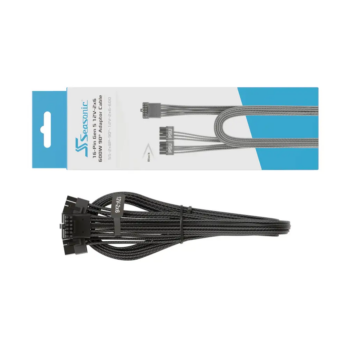 Кабел Seasonic 90° 12VHPWR 600W 16-Pin към 2x8 Pin