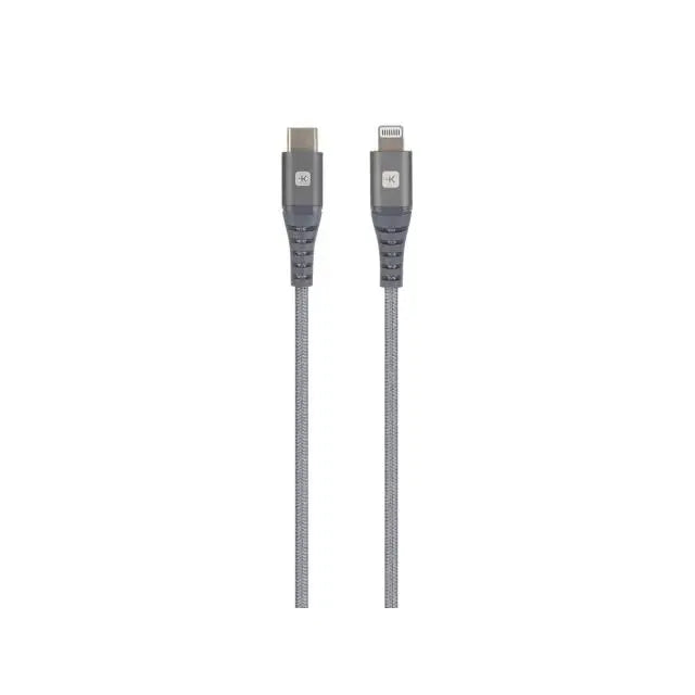 Кабел Skross USB-C - Lightning Метална оплетка 1.20 м Сив