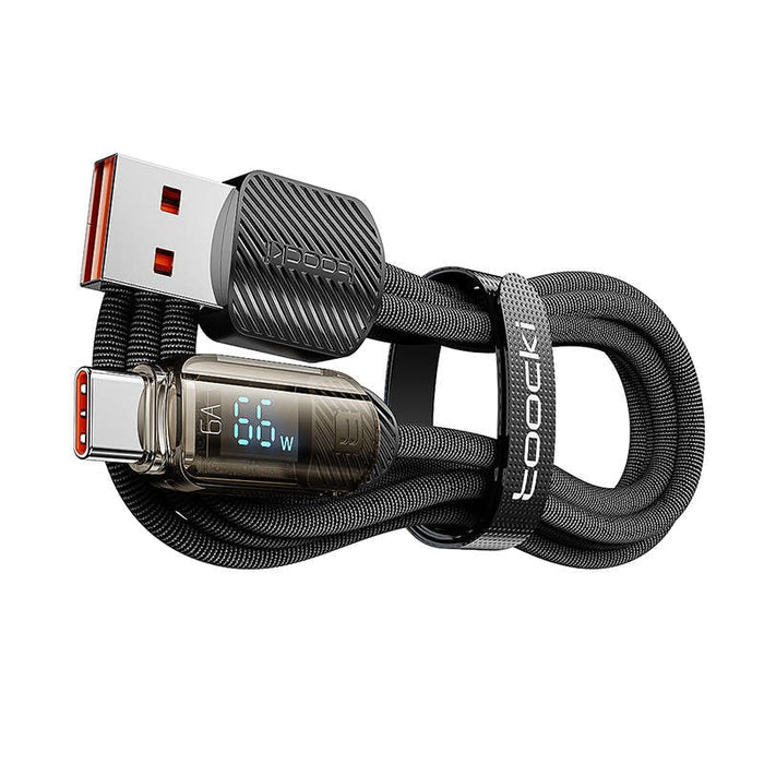 Кабел Toocki USB-A към USB-C 1m 66W 6A черен