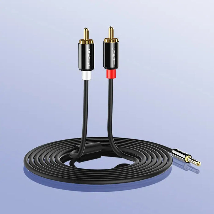 Кабел Ugreen 3.5mm мини жак към 2х RCA 3m черен (10590)