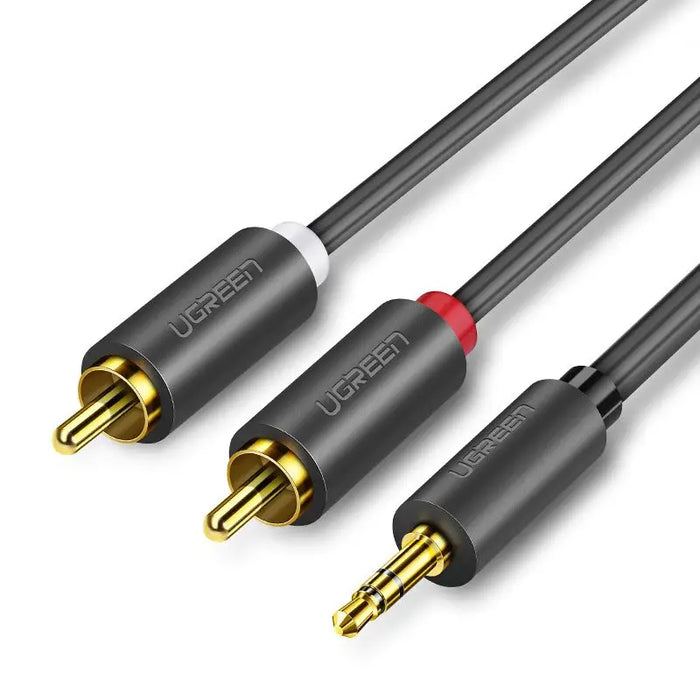 Кабел Ugreen 3.5mm мини жак към 2х RCA 3m черен (10590)