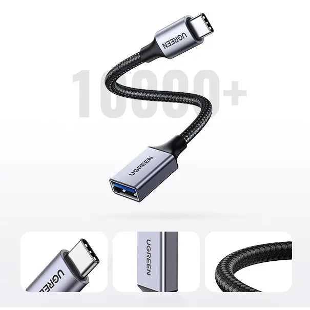 Кабел Ugreen US378 USB - C към USB 3.0 OTG 0.15m черен