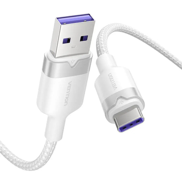Кабел USB 2.0 A към USB-C 6A Vention CTOWH 2M (бял)