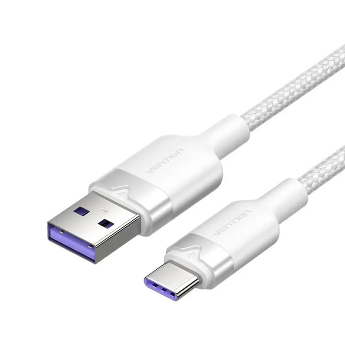 Кабел USB 2.0 A към USB-C 6A Vention CTOWH 2M (бял)