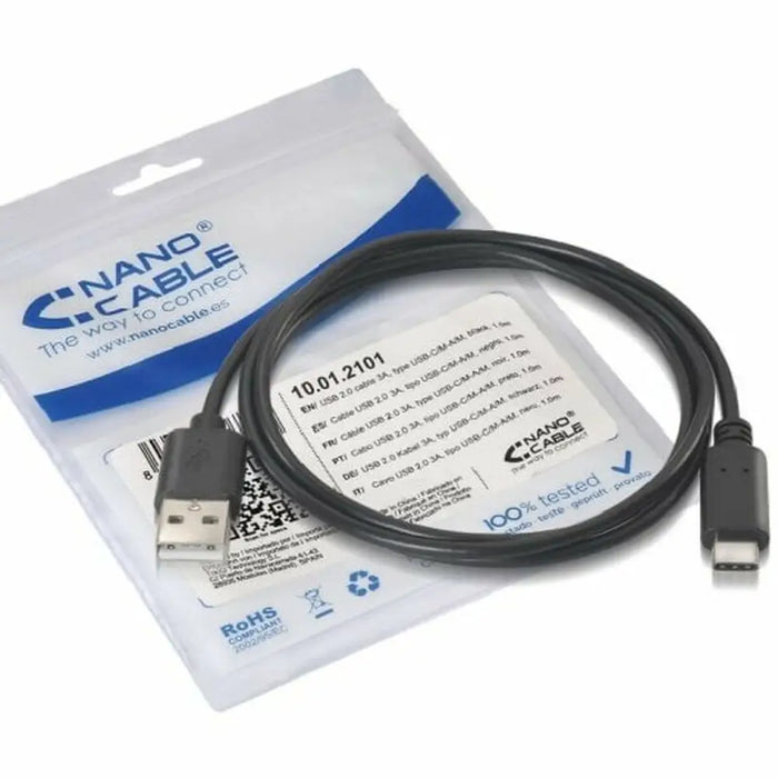 Кабел USB A към USB-C NANOCABLE 10.01.2102 Черен 2 m