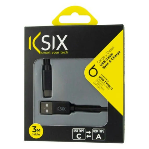 Кабел USB-C към USB KSIX 3 m Черен