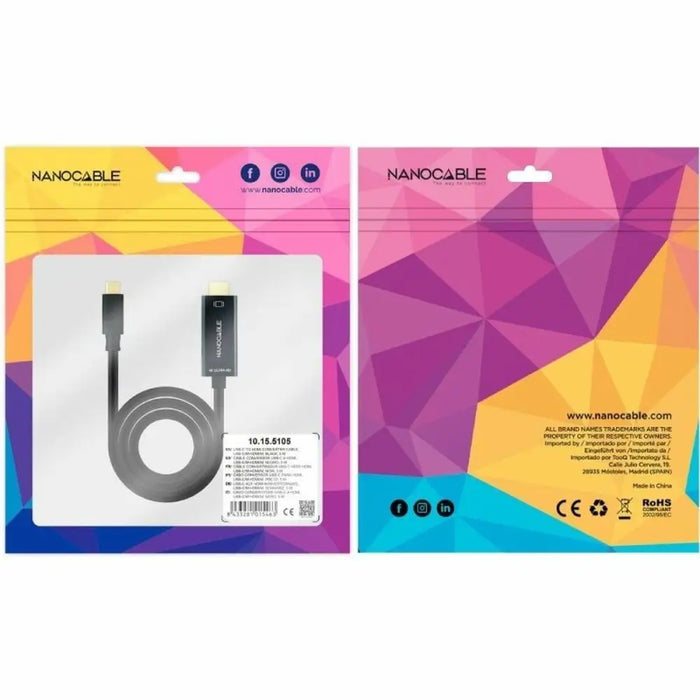 Кабел USB-C към HDMI NANOCABLE 10.15.5105 5 m Черен