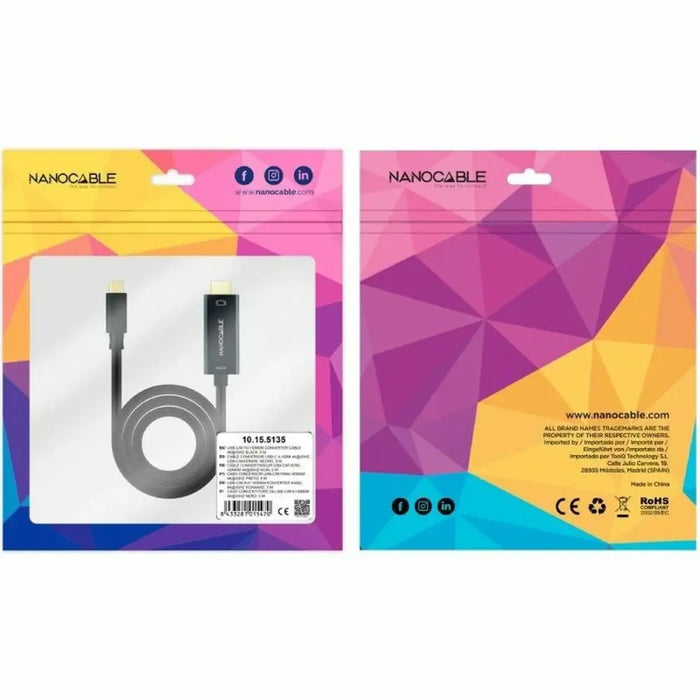 Кабел USB C към HDMI NANOCABLE 10.15.5135 5 m Черен