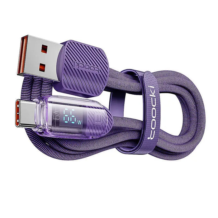 Кабел USB към USB - C Toocki TXCTYX05 - P 1m FC 66W лилав