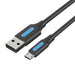 Кабел Vention COLBC USB-A 2.0 към Micro-B 3A 0.25m черен