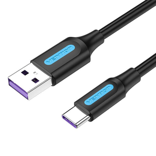 Кабел Vention CORBC USB-A 2.0 към USB-C 5A 0.25m черен PVC