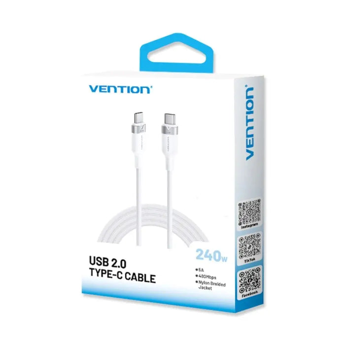 Кабел Vention USB 2.0 5A 240W 1m BK USB-C към C