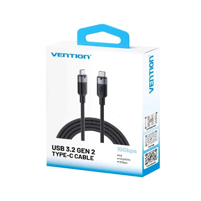 Кабел Vention USB 3.2 5A 10Gbps 1m BK USB-C към C