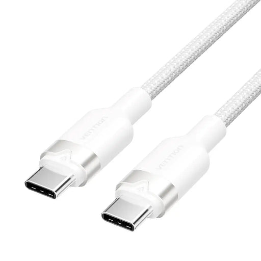 Кабел Vention USB-C към C оплетен 3A 480Mbps 60W 1m бял