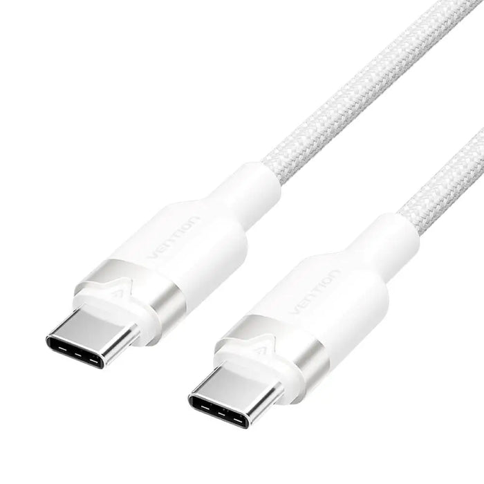 Кабел Vention USB-C към C оплетен 3A 480Mbps 60W 1m бял