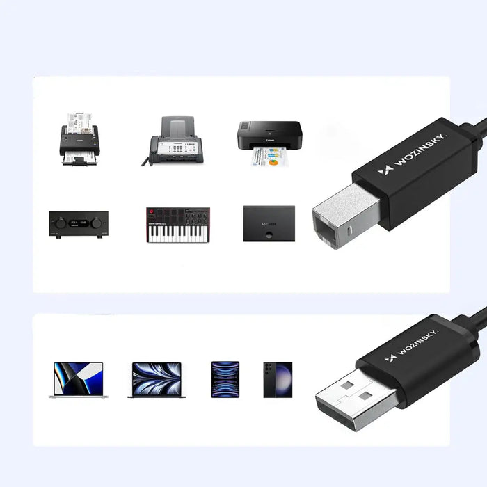 Кабел Wozinsky WKDDY4S USB-B - USB-A 480Mb/s 1 м - черен