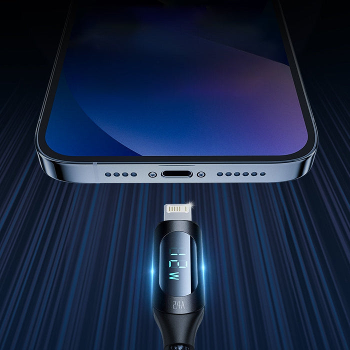 Кабел Wozinsky WUALC1 USB-A към Lightning с LED дисплей 2.4A