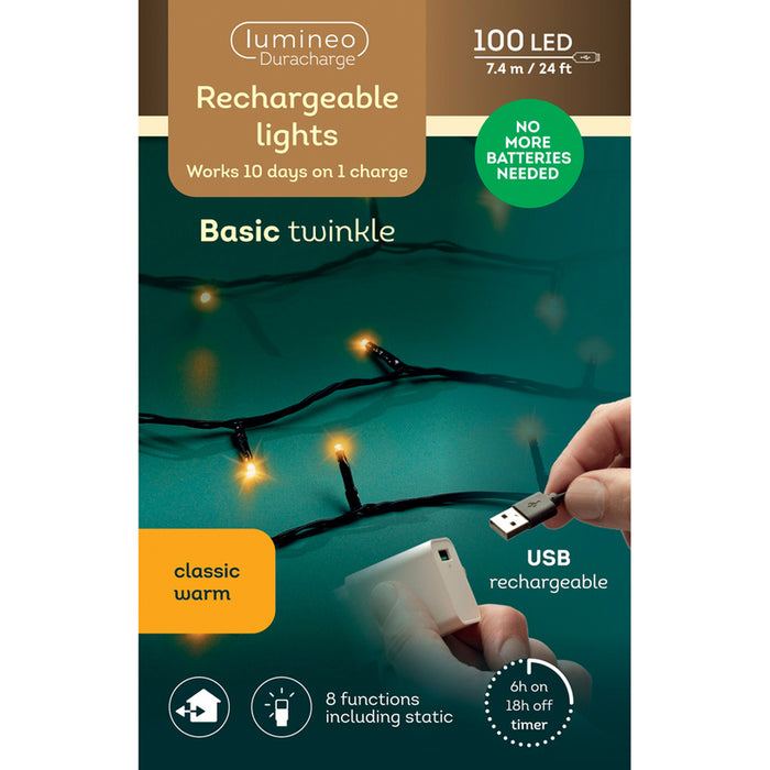 КОЛЕДНО ОСВЕТЛЕНИЕ ГИРЛЯНД 100LED 740CM USB RECHARCHABLE KAEMINGK 490283