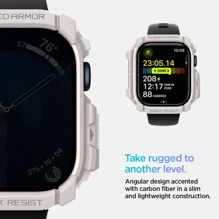 Каишка Spigen Rugged Armor за Apple Watch 10 46 мм - бежов