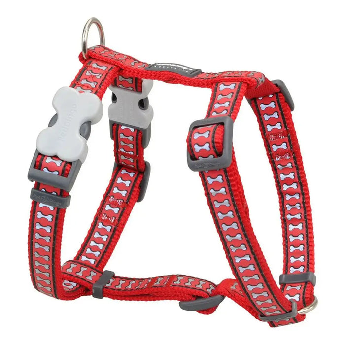 Каишка за Куче Red Dingo Червен Кост Светлоотразителен