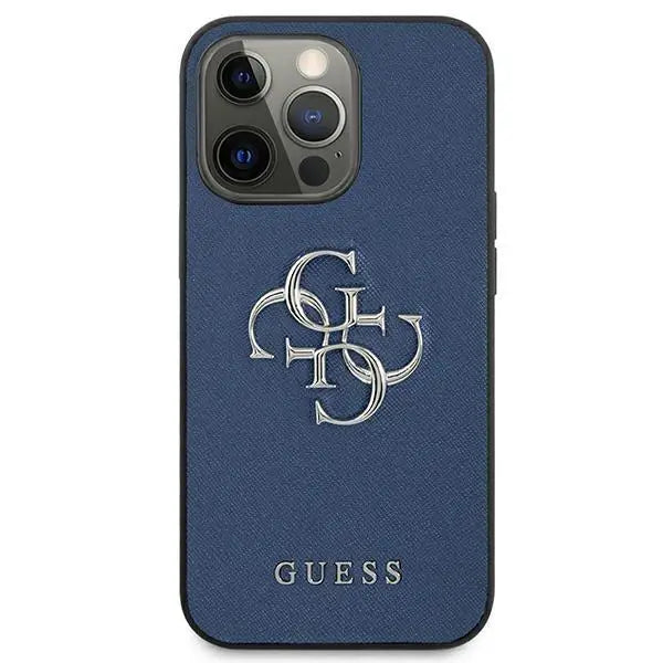 Калъф Guess Saffiano 4G Big Silver Logo за iPhone 13 Pro Син