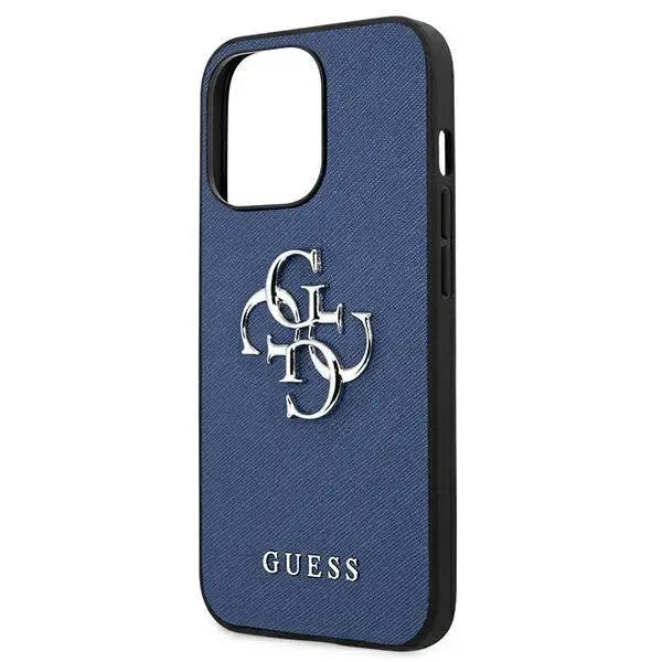 Калъф Guess Saffiano 4G Big Silver Logo за iPhone 13 Pro Син