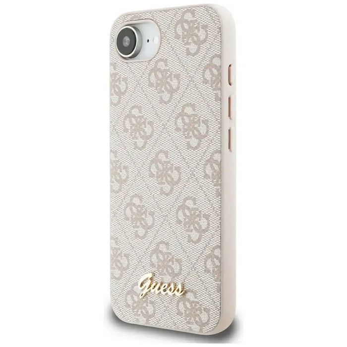Калъф Guess 4G Script Logo MagSafe iPhone 16e - розов