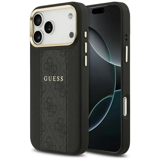 Калъф Guess 4G Stripe MagSafe за iPhone 17 Pro Max - черен