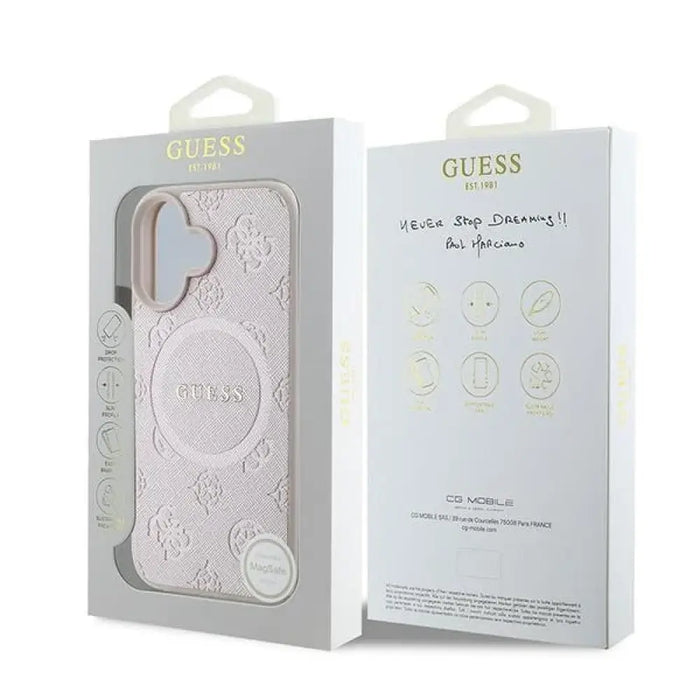 Калъф Guess Saffiano Peony Classic Logo MagSafe за iPhone
