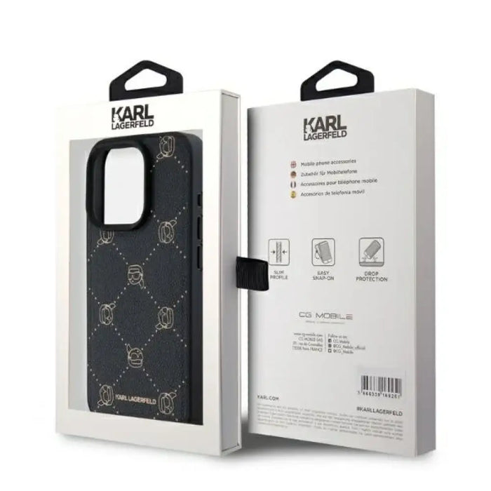 Калъф Karl Lagerfeld Magsafe Karl Head iPhone 15 Pro - черен