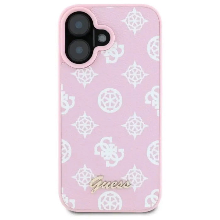 Калъф Guess Peony Script MagSafe за iPhone 16 - розов