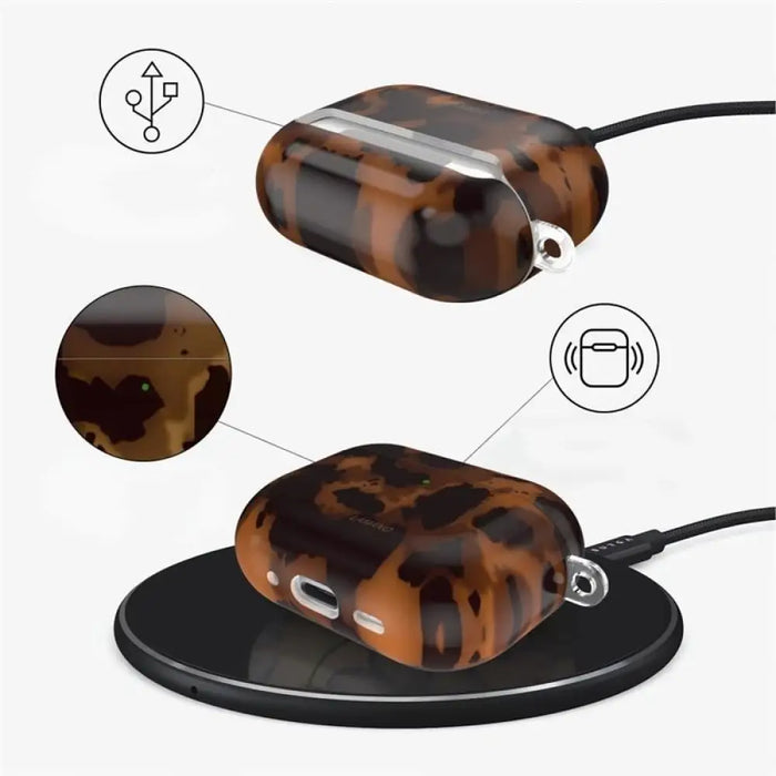 Калъф Tech-Protect Lamano за AirPods Pro 3 - черен и кафяв
