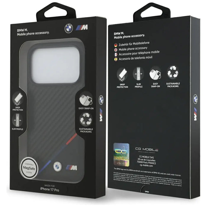 Калъф BMW M Carbon Tricolor Line MagSafe за iPhone 17 Pro