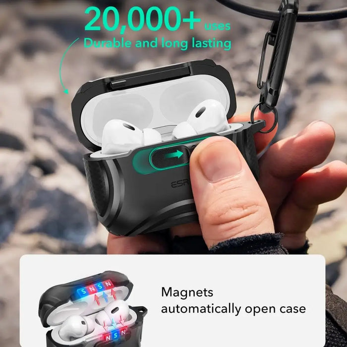 Калъф ESR Cyber FlickLock MagSafe за AirPods Pro 3 - черен