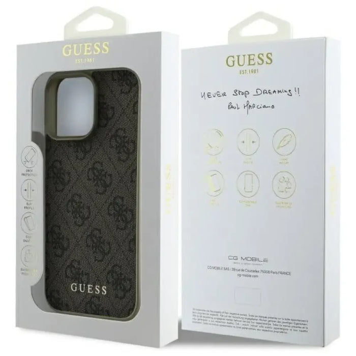 Калъф Guess 4G Charms Collection за iPhone 16 Pro - кафяв