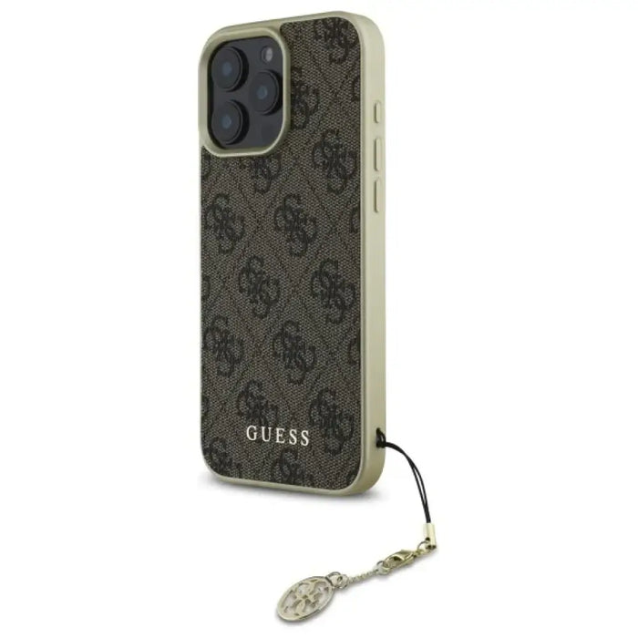 Калъф Guess 4G Charms Collection за iPhone 16 Pro - кафяв