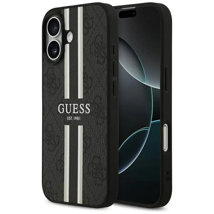 Калъф Guess 4G Printed Stripes MagSafe за iPhone 17 - черен