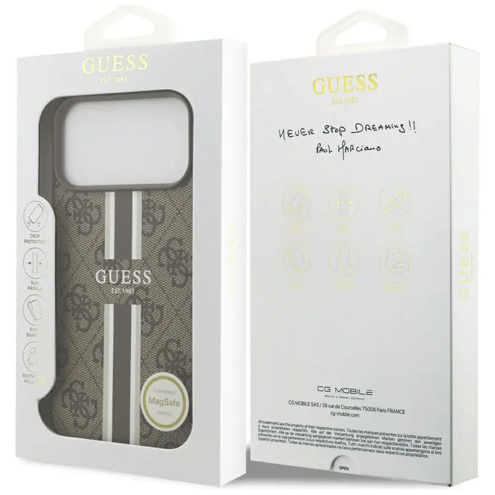 Калъф Guess 4G Printed Stripes MagSafe за iPhone 17 Pro Max