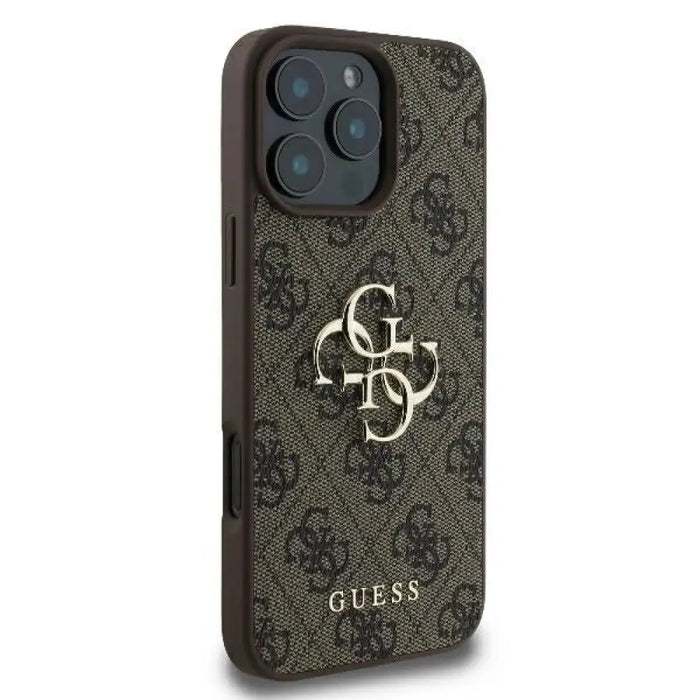 Калъф Guess 4G с голямо лого за iPhone 16 Pro Max - кафяв