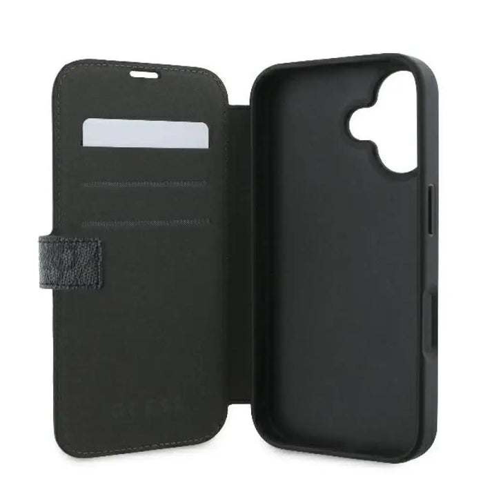 Калъф Guess 4G с метално лого за iPhone 16 - черен