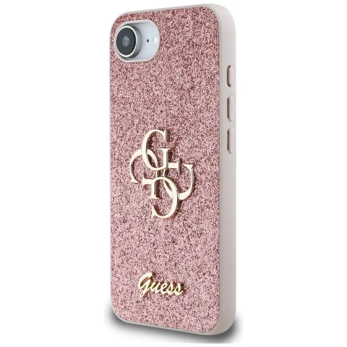 Калъф Guess Fixed Glitter Big 4G iPhone 16e - розов