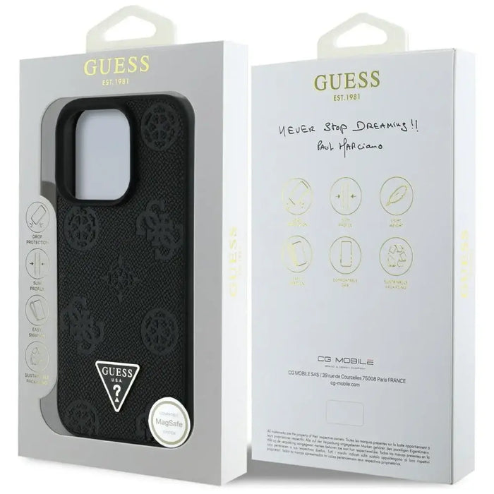 Калъф Guess Grained Hot Stamp Peony Triangle Logo MagSafe