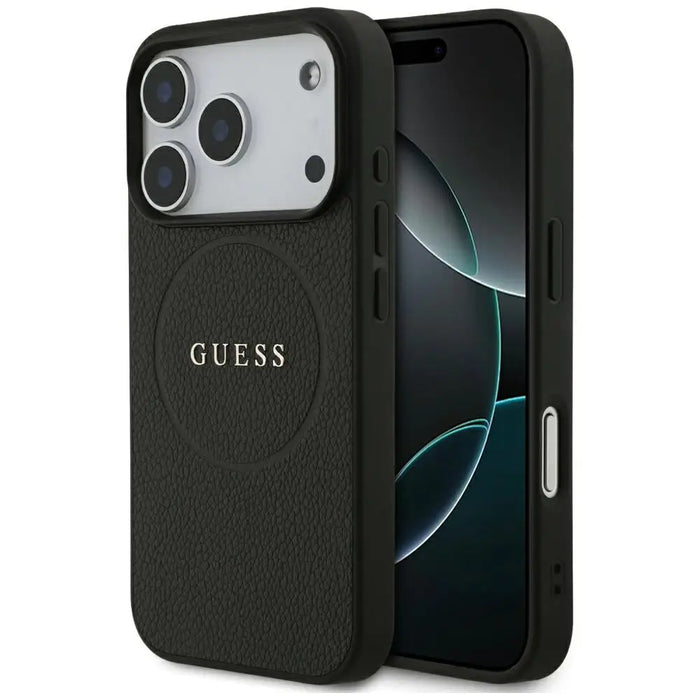 Калъф Guess Grained Ring MagSafe за iPhone 17 Pro - черен