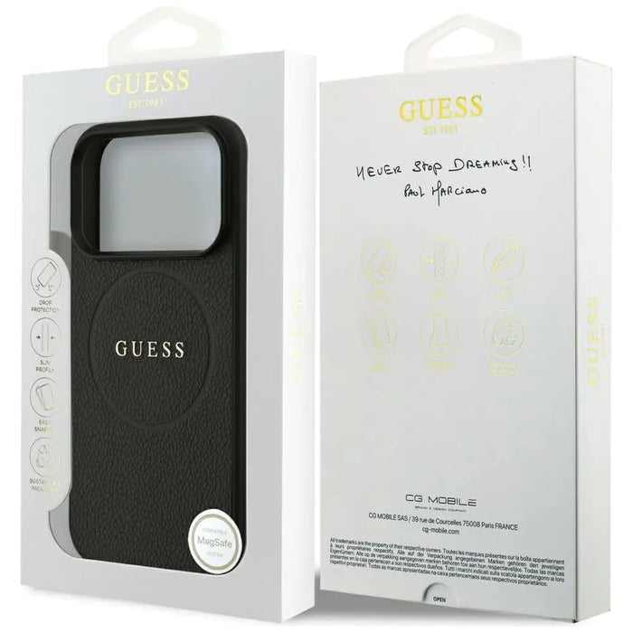 Калъф Guess Grained Ring MagSafe за iPhone 17 Pro - черен