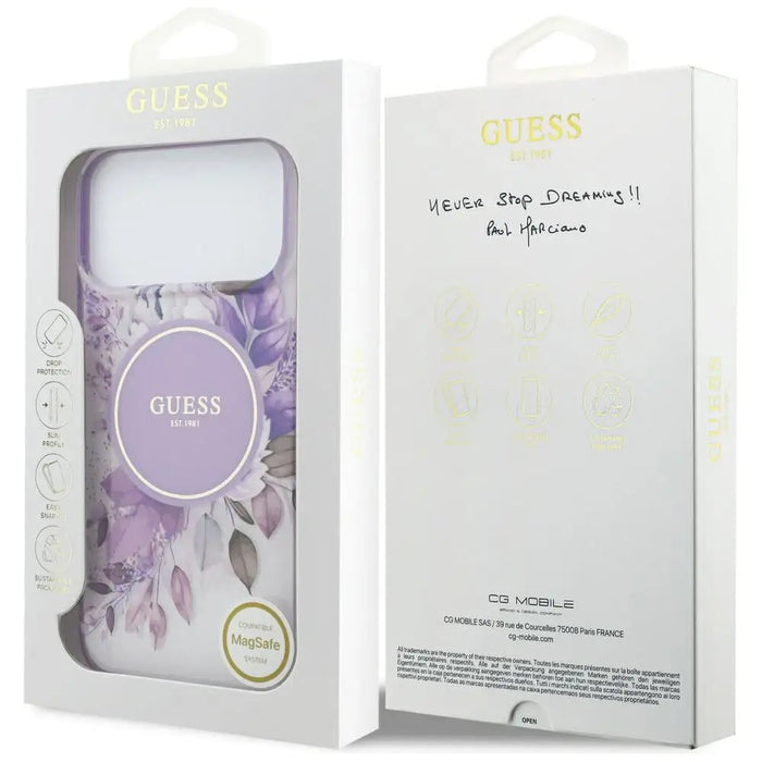 Калъф Guess IML Flower & Tonal Circle MagSafe за iPhone 17