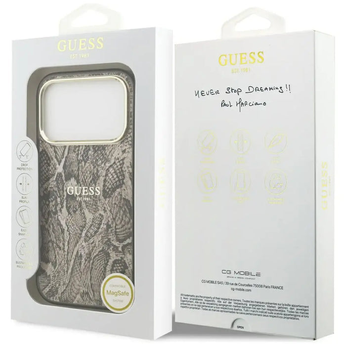 Калъф Guess MagSafe с шарка на питон за iPhone 17 Pro
