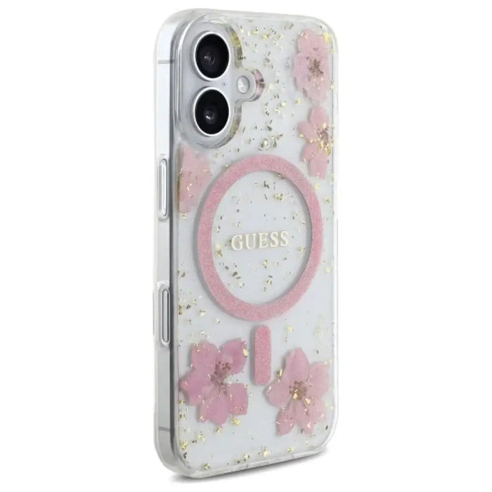 Калъф Guess Resin Flower Glitter MagSafe за iPhone 16
