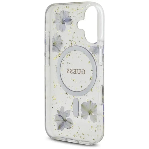 Калъф Guess Resin Flowers Glitter MagSafe за iPhone 16