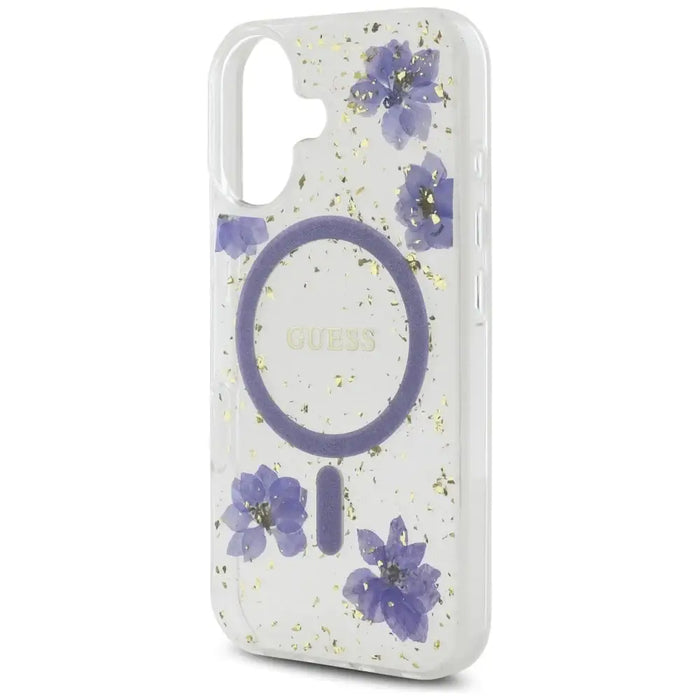 Калъф Guess Resin Flowers Glitter MagSafe за iPhone 16